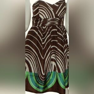 Max & Cleo chocolate brown silk strapless Dress NWT